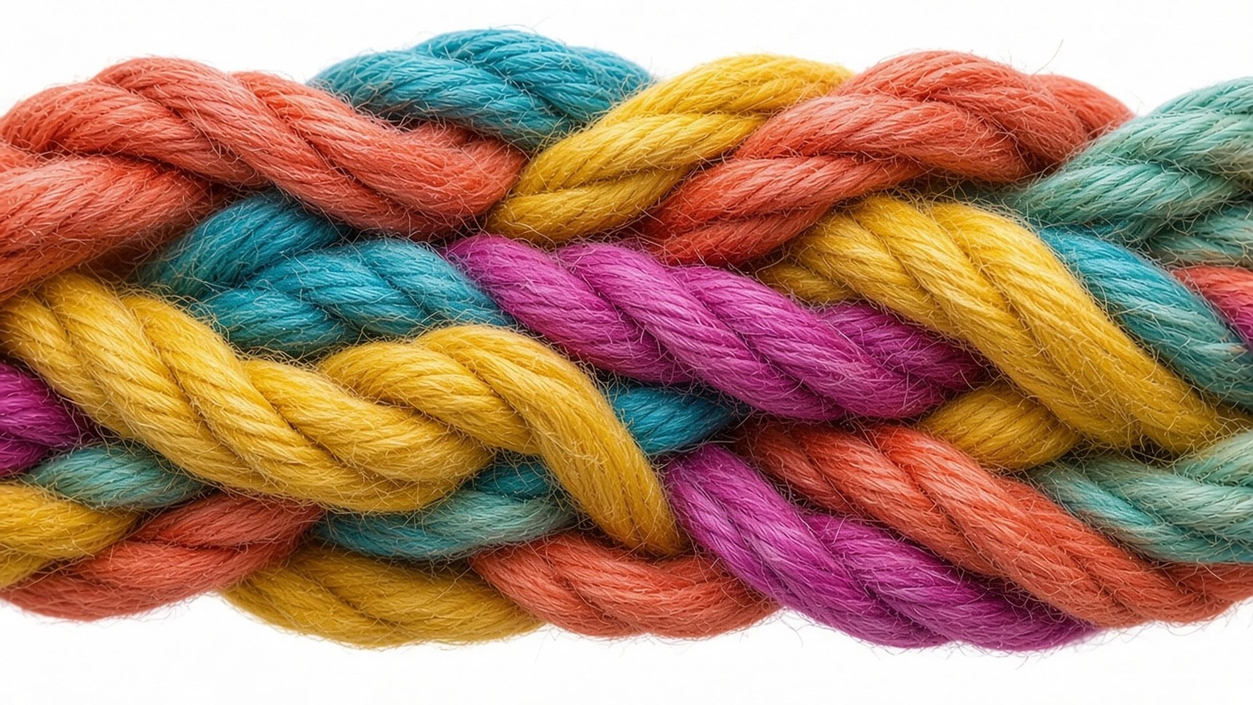 Bunte Seile, fest miteinander verknotet
